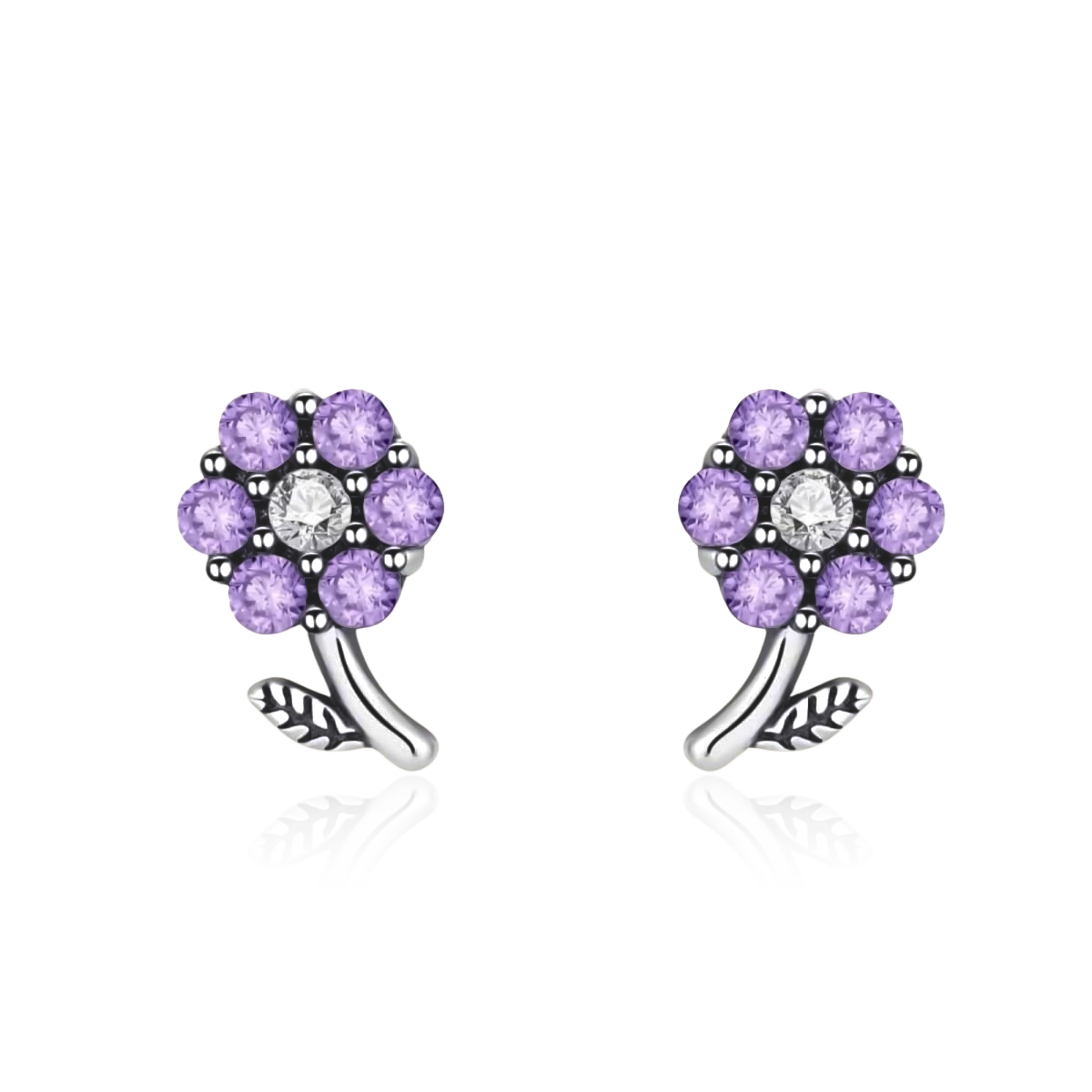 Violet Flower Earrings