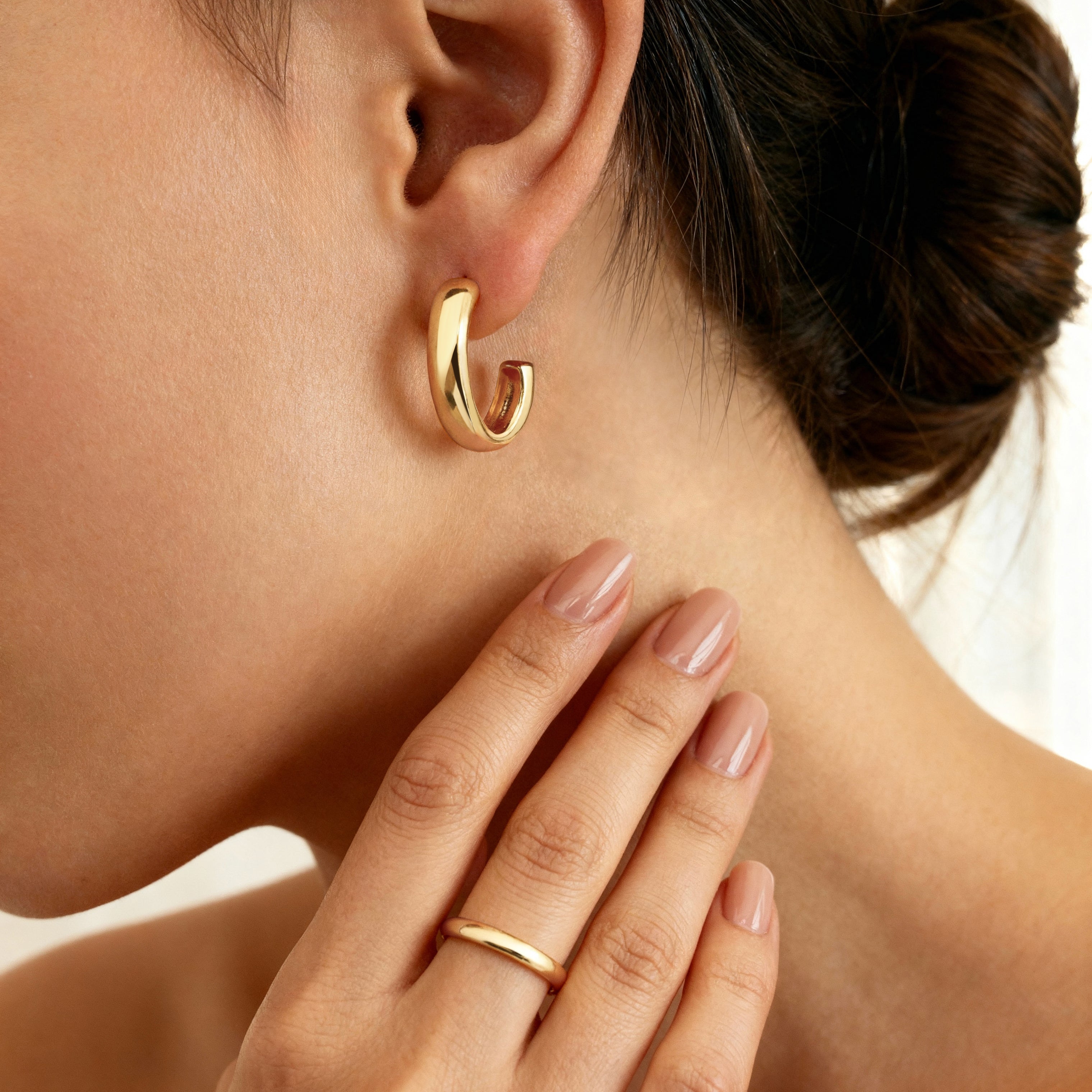 Half Ring J Hoop Earrings - Milas Jewels Shop