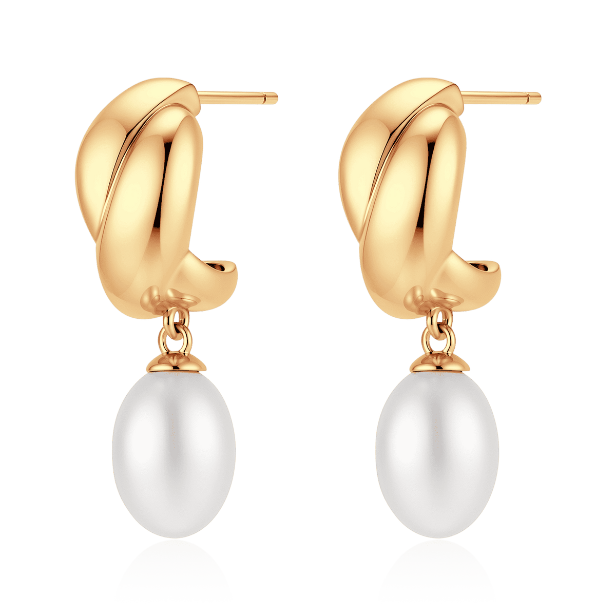 Half Ring Oval Pearl Earrings