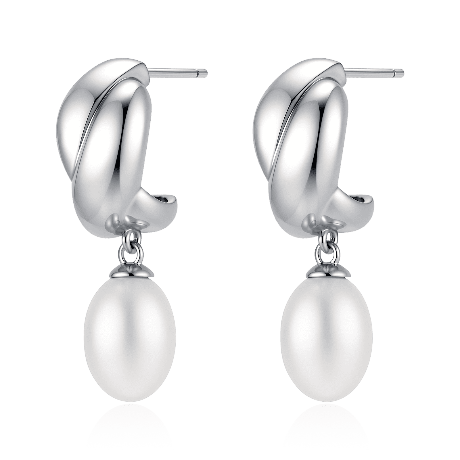 Half Ring Oval Pearl Earrings