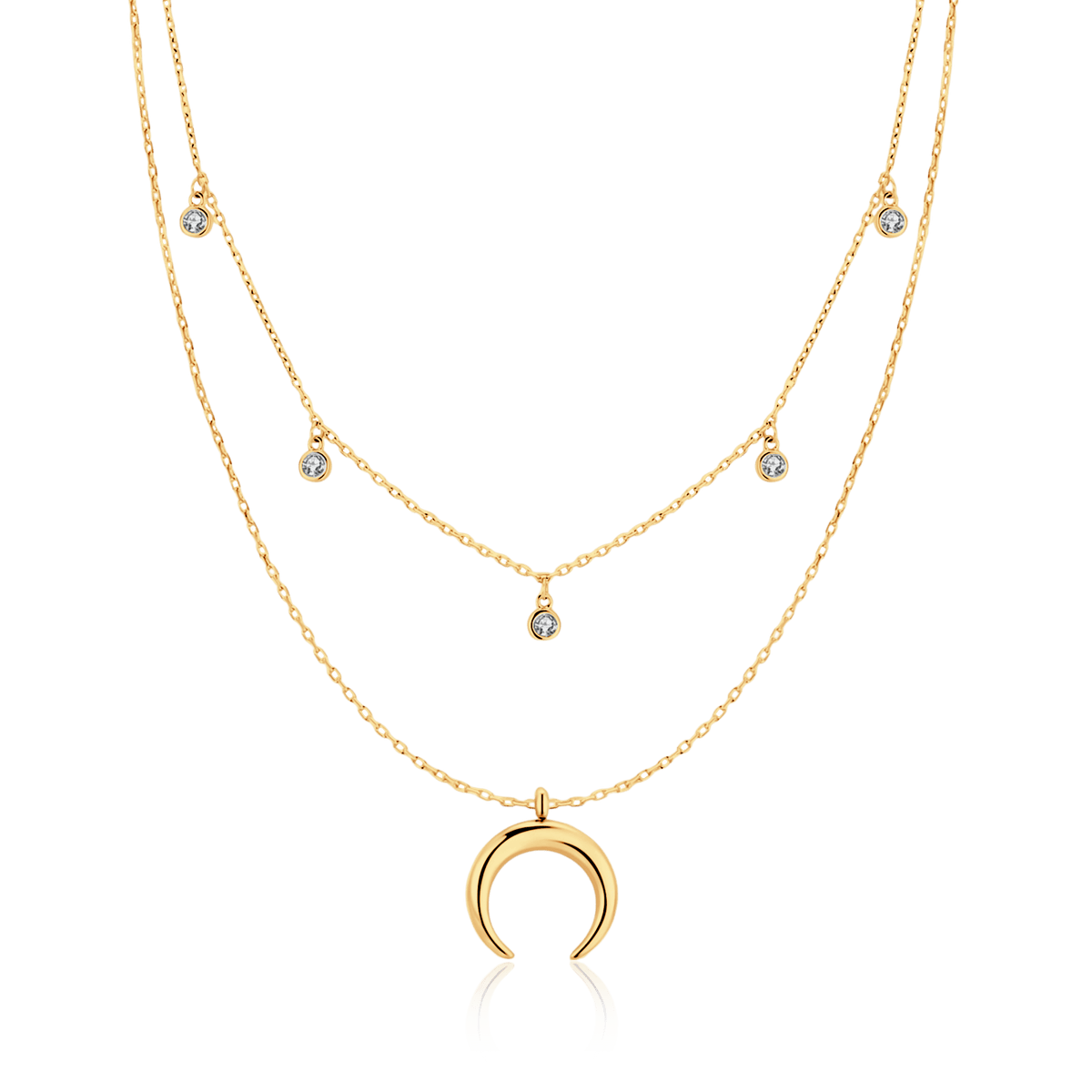 Half Moon Zirconia Necklace - Milas Jewels Shop