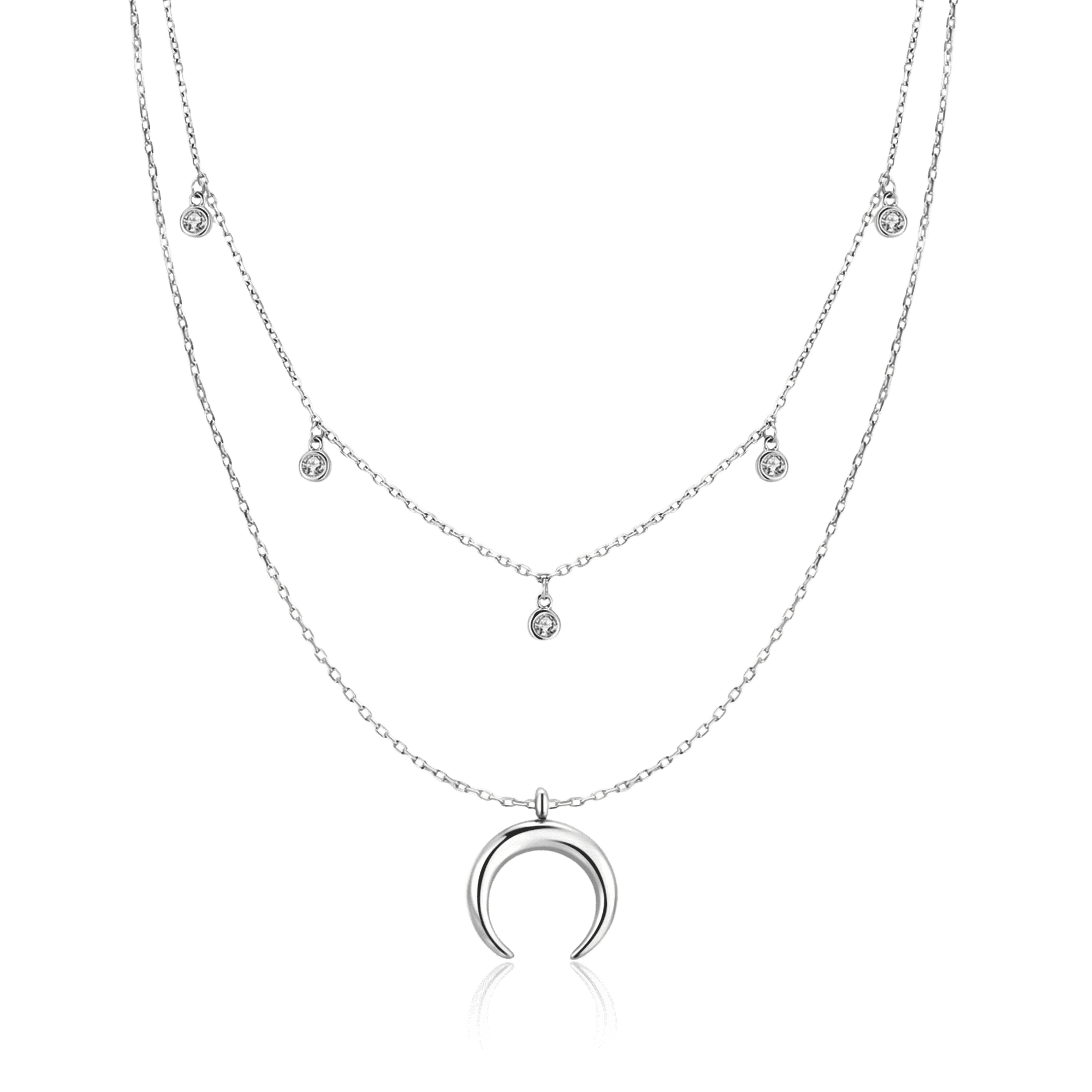 Half Moon Zirconia Necklace - Milas Jewels Shop