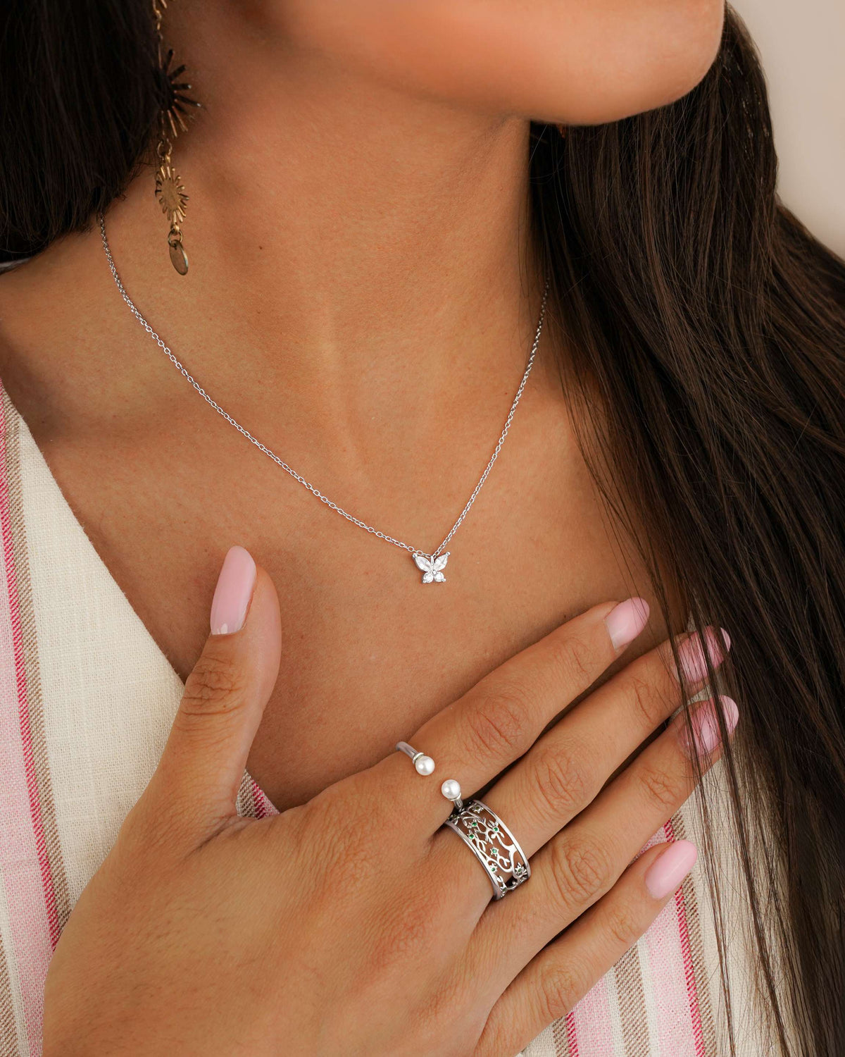 White Butterfly Necklace - Milas Jewels Shop