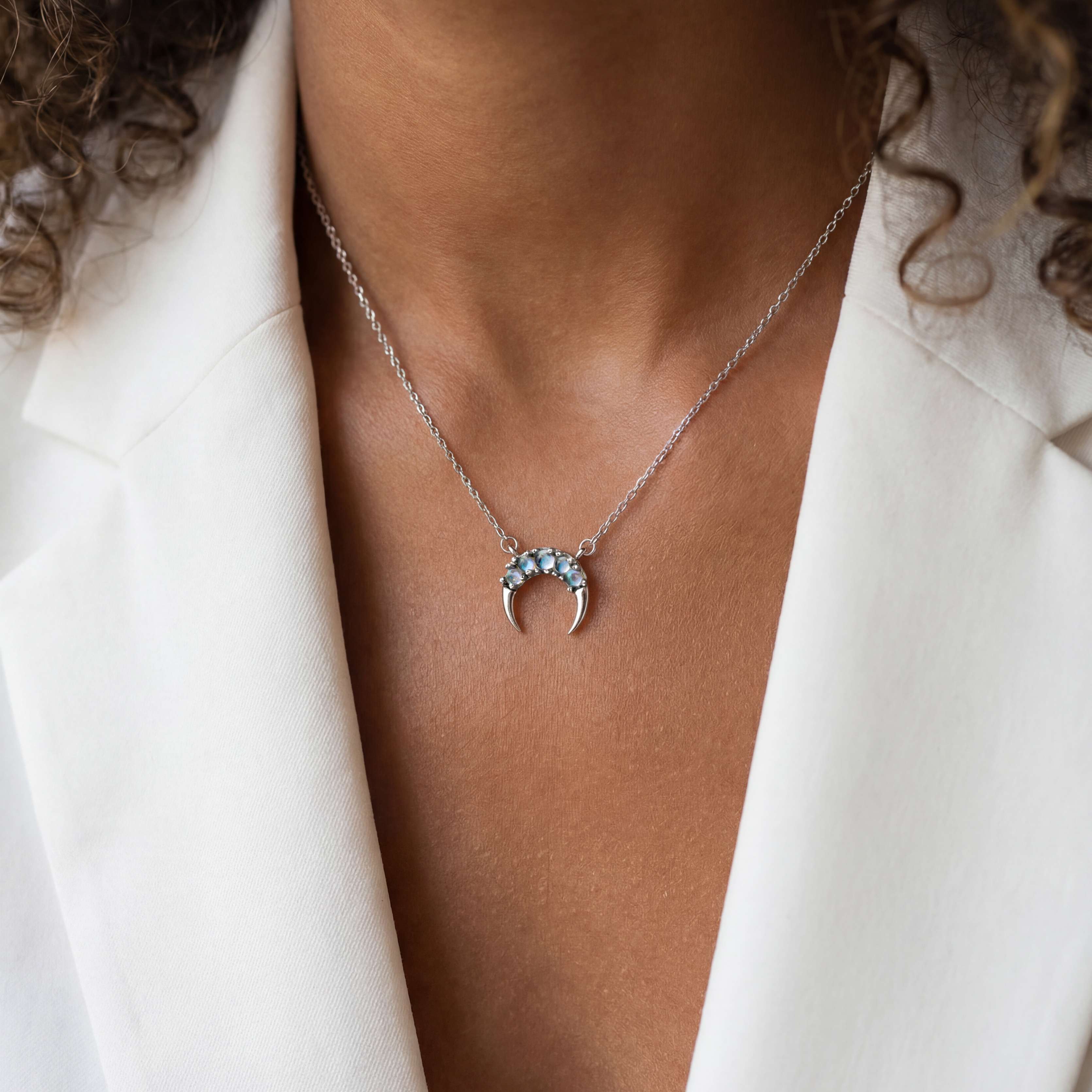 Blue Crescent Necklace