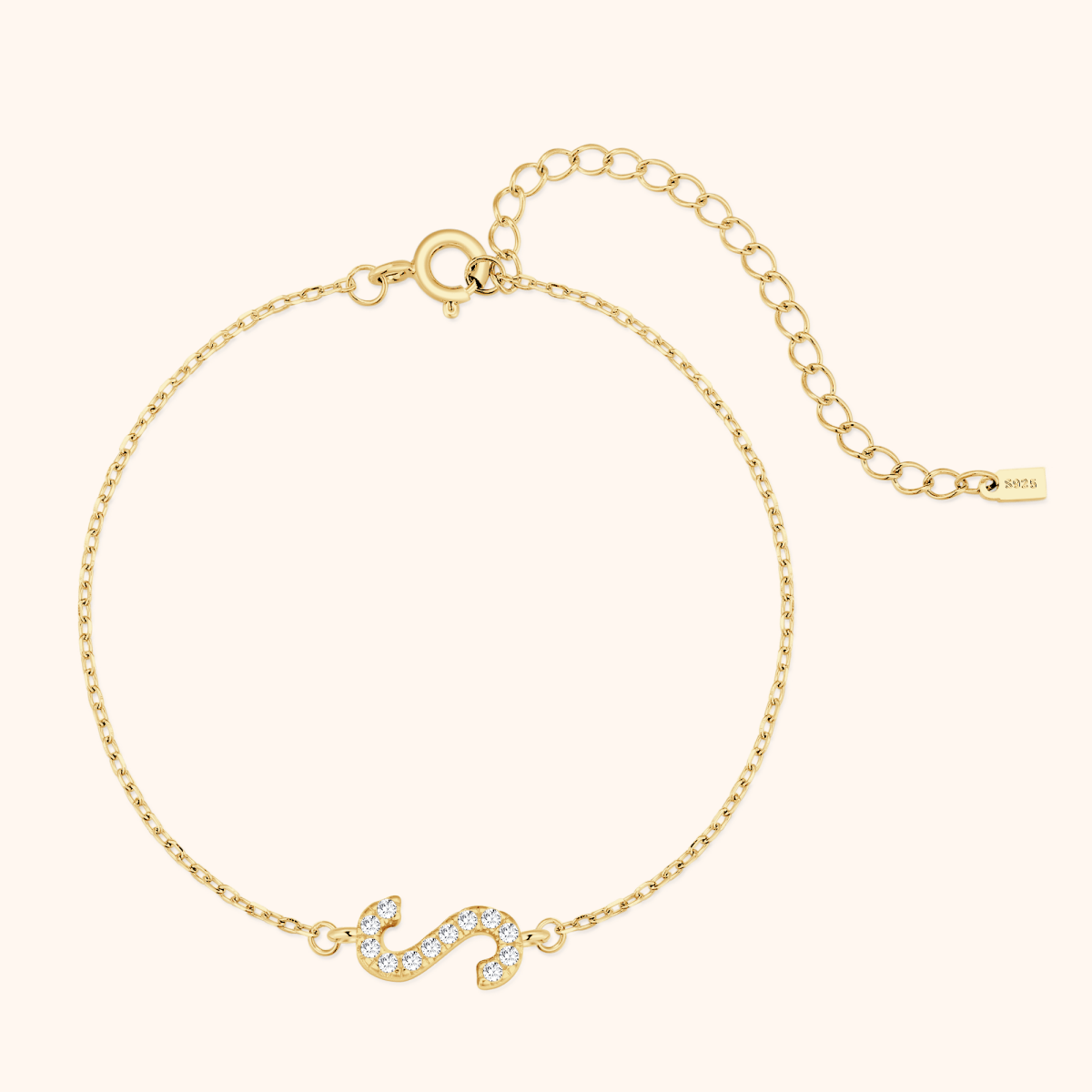 Alpha Letter Glitter Bracelet - Milas Jewels Shop