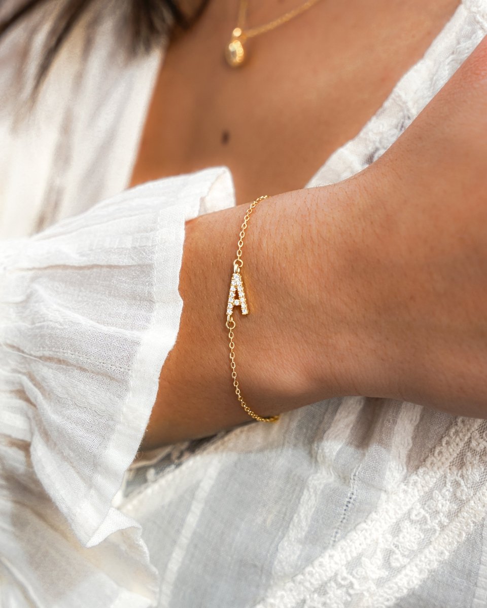 Alpha Letter Glitter Bracelet - Milas Jewels Shop