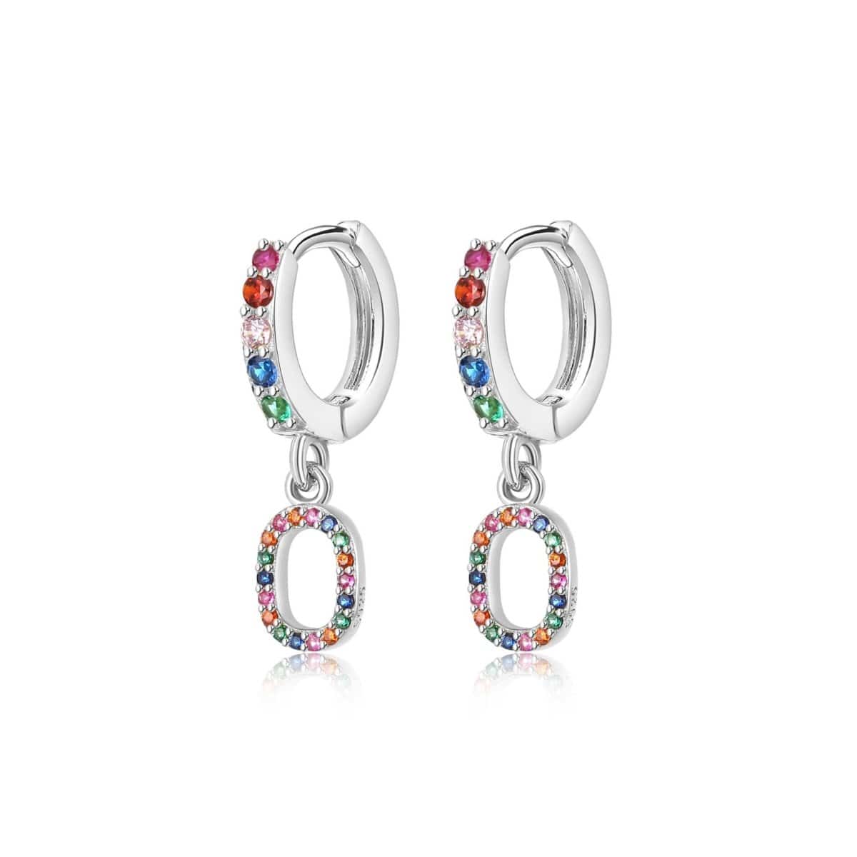 "Rainbow Initial Hoops" Earrings - Milas Jewels Shop