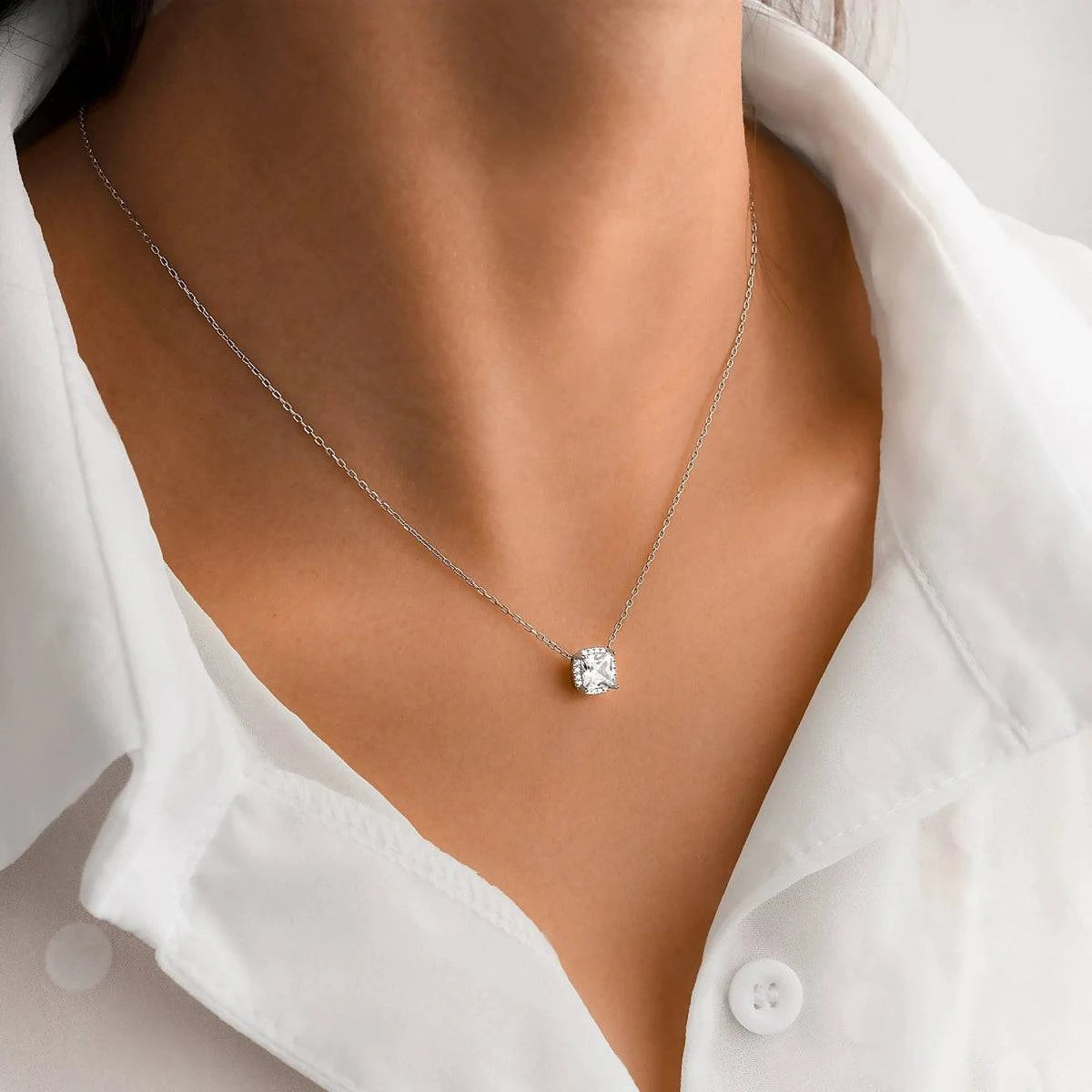 "Square Zirconia" Necklace - Milas Jewels Shop