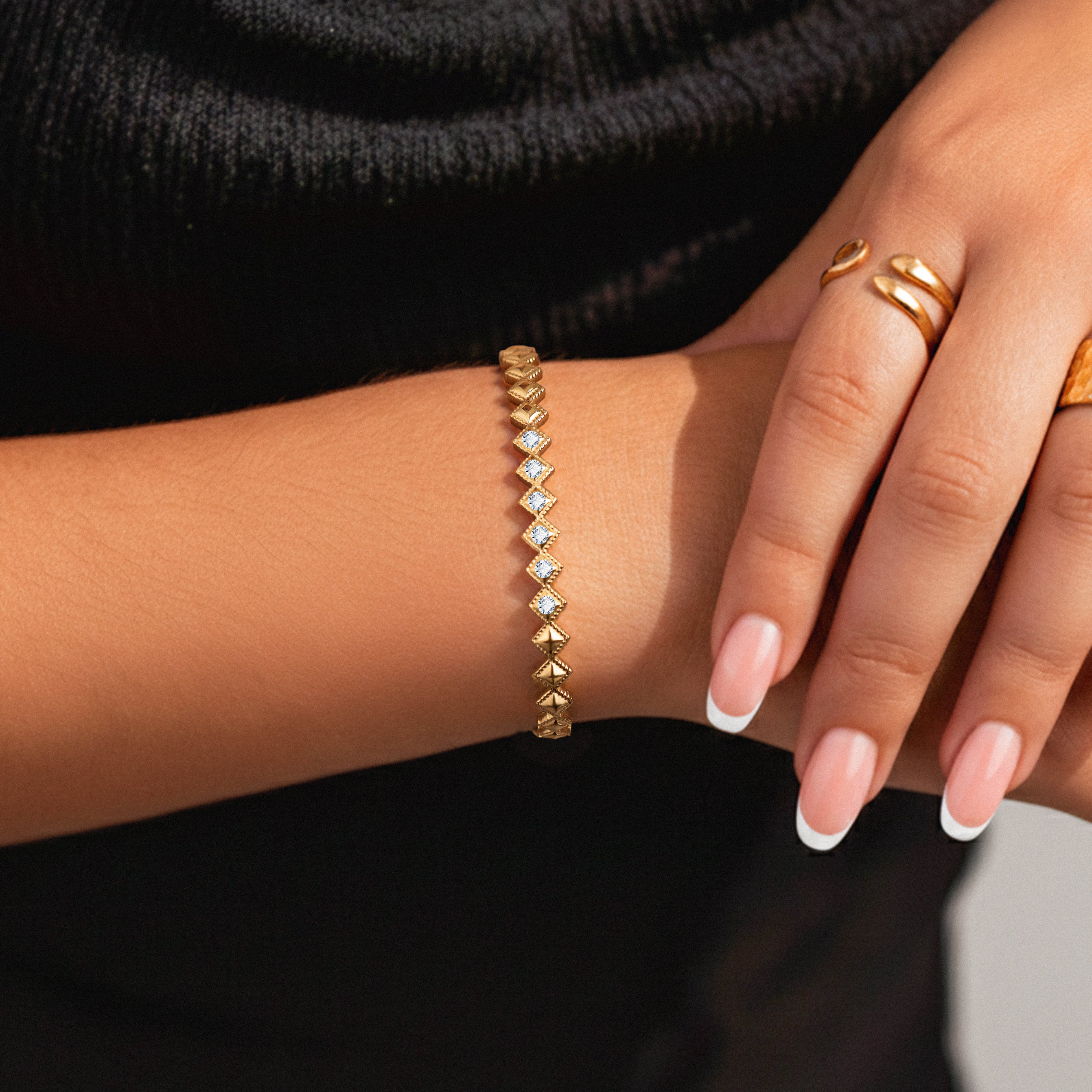 Rhombuses Cuff Bracelet - Milas Jewels Shop