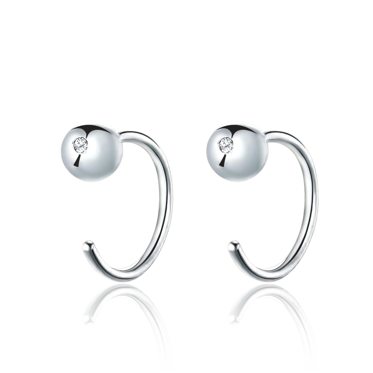 Half Ring Ball Earrings - Milas Jewels Shop