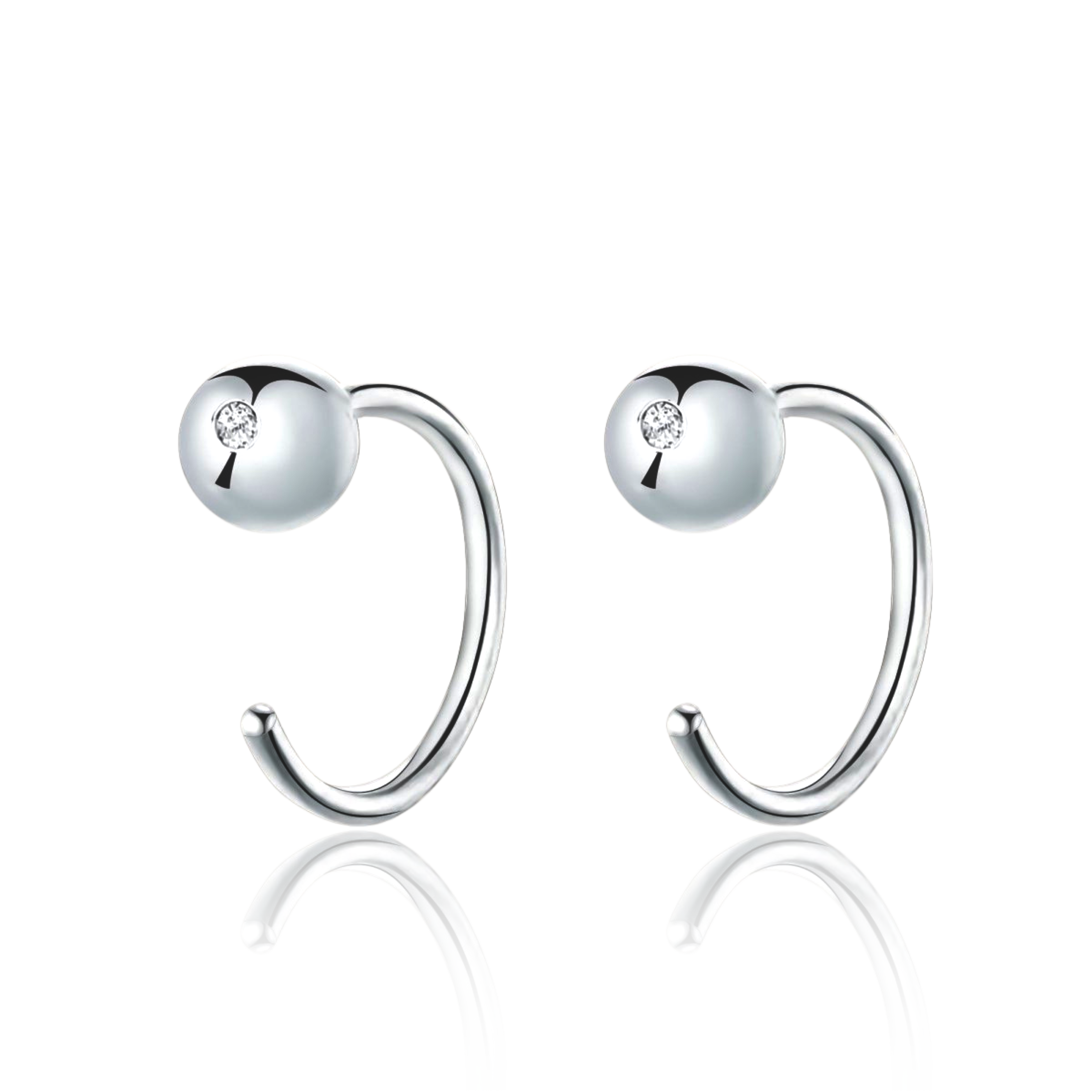 Half Ring Ball Earrings - Milas Jewels Shop