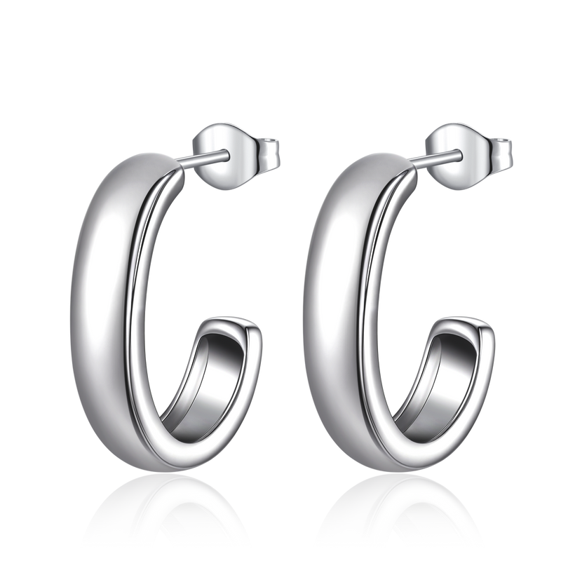Half Ring J Hoop Earrings - Milas Jewels Shop