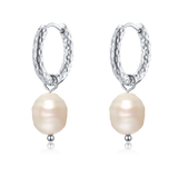 Slender Pearl Hoop Earrings