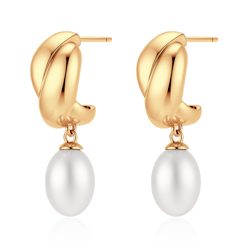 Half Ring Oval Pearl Earrings