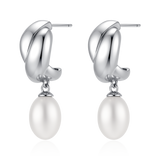 Half Ring Oval Pearl Earrings