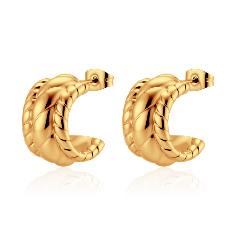 Half Ring Carved Earrings