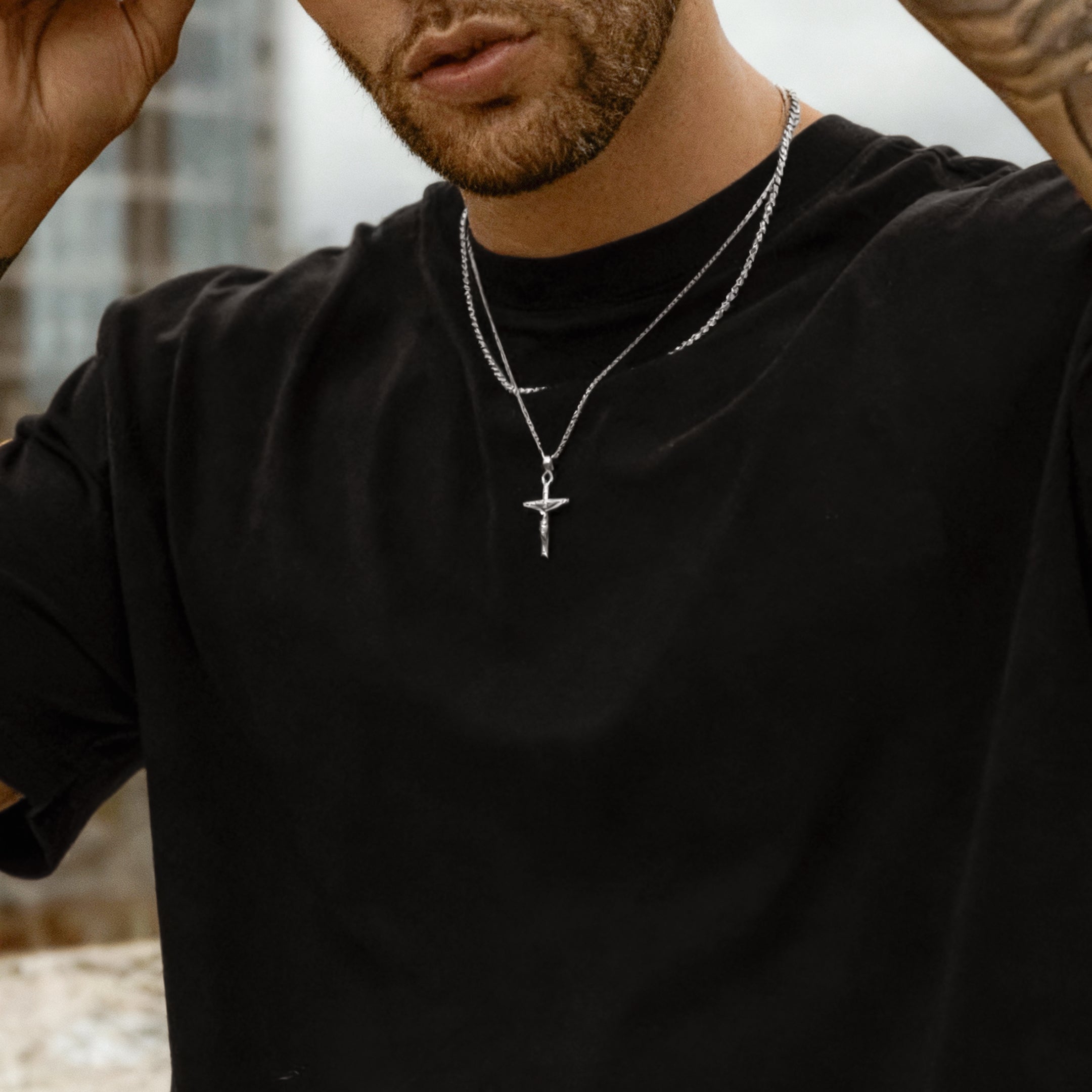 Jesus Christ Cross BRAVE Men's Necklace