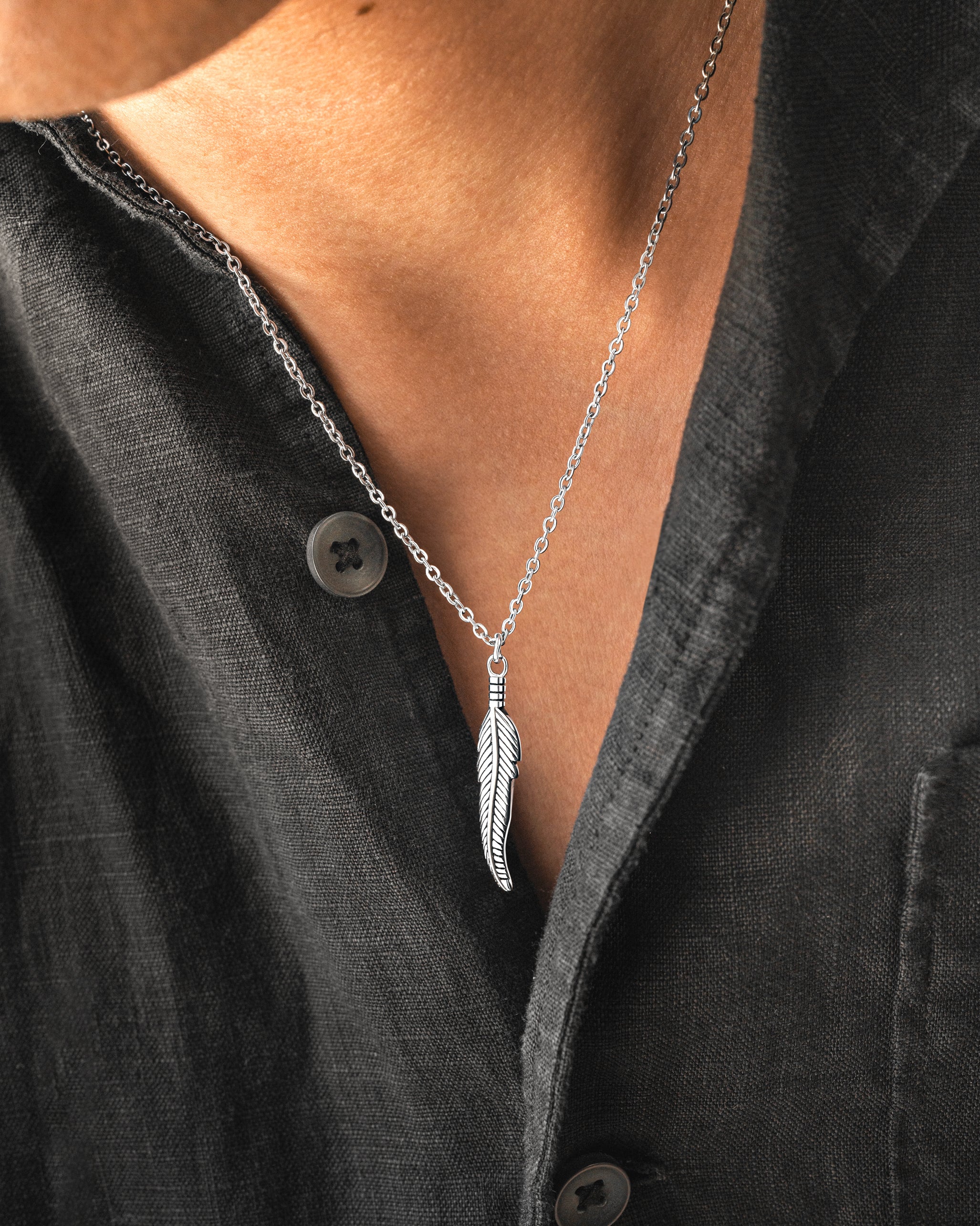 Feather BRAVE Men's Necklace - Milas Jewels Shop