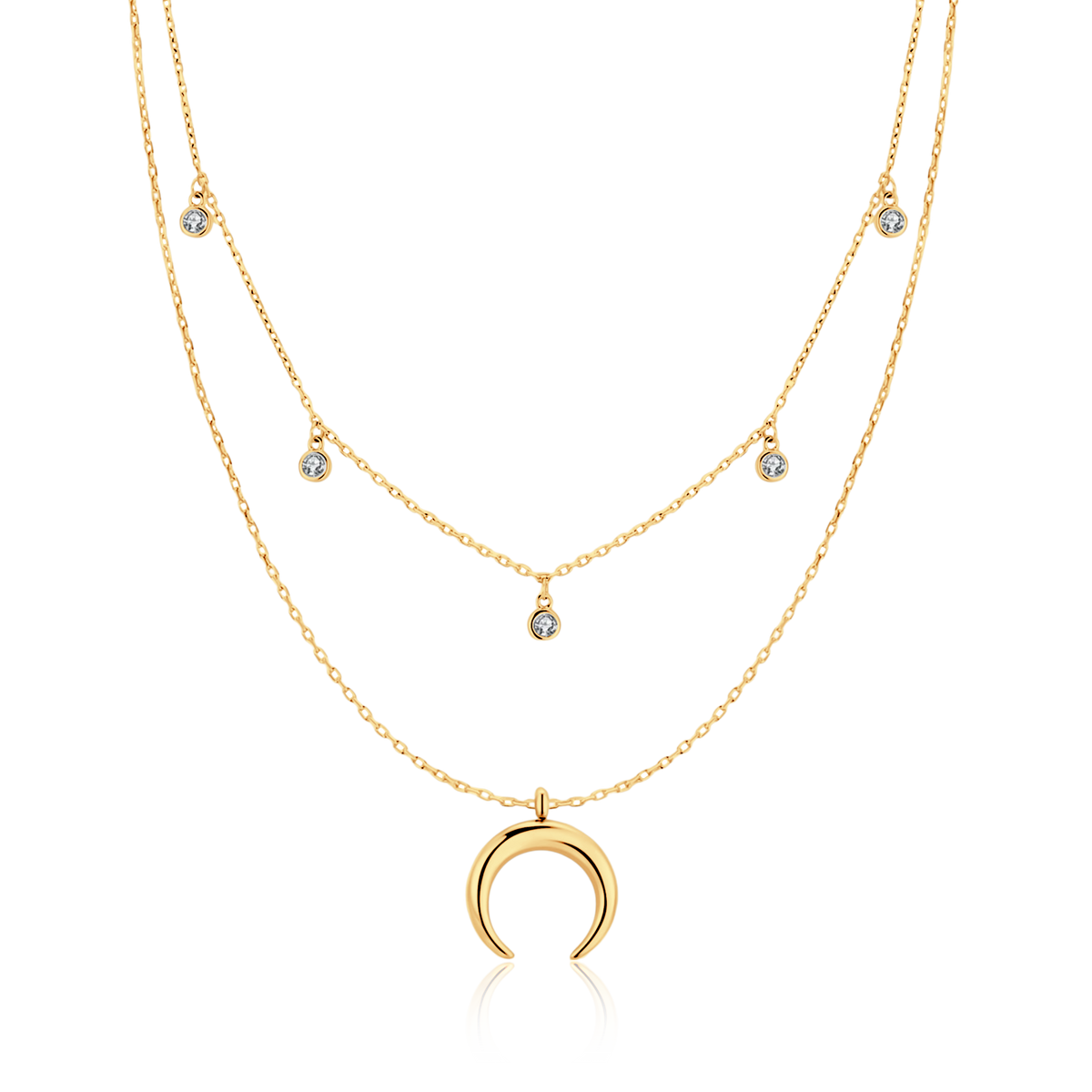 Half Moon Zirconia Necklace - Milas Jewels Shop