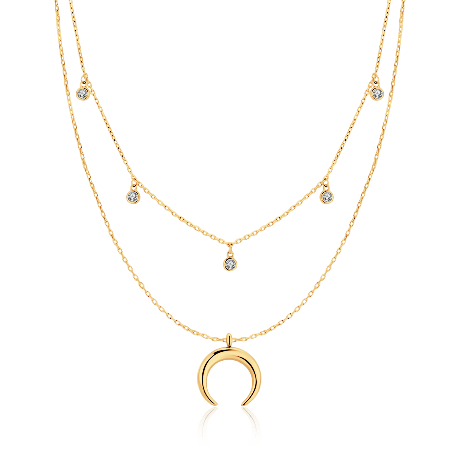 Half Moon Zirconia Necklace - Milas Jewels Shop