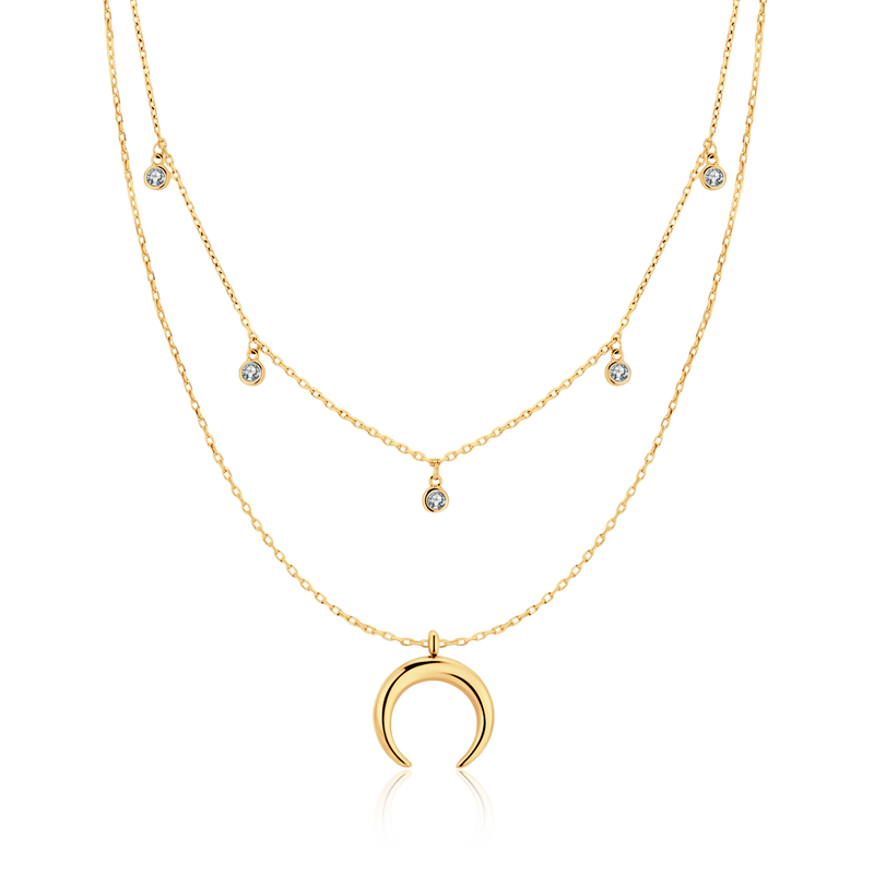 Half Moon Zirconia Necklace - Milas Jewels Shop
