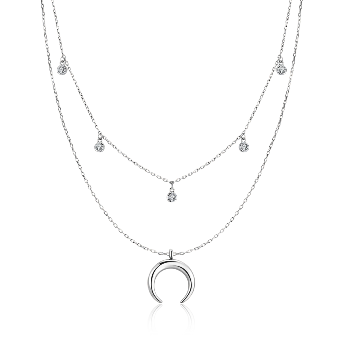 Half Moon Zirconia Necklace - Milas Jewels Shop