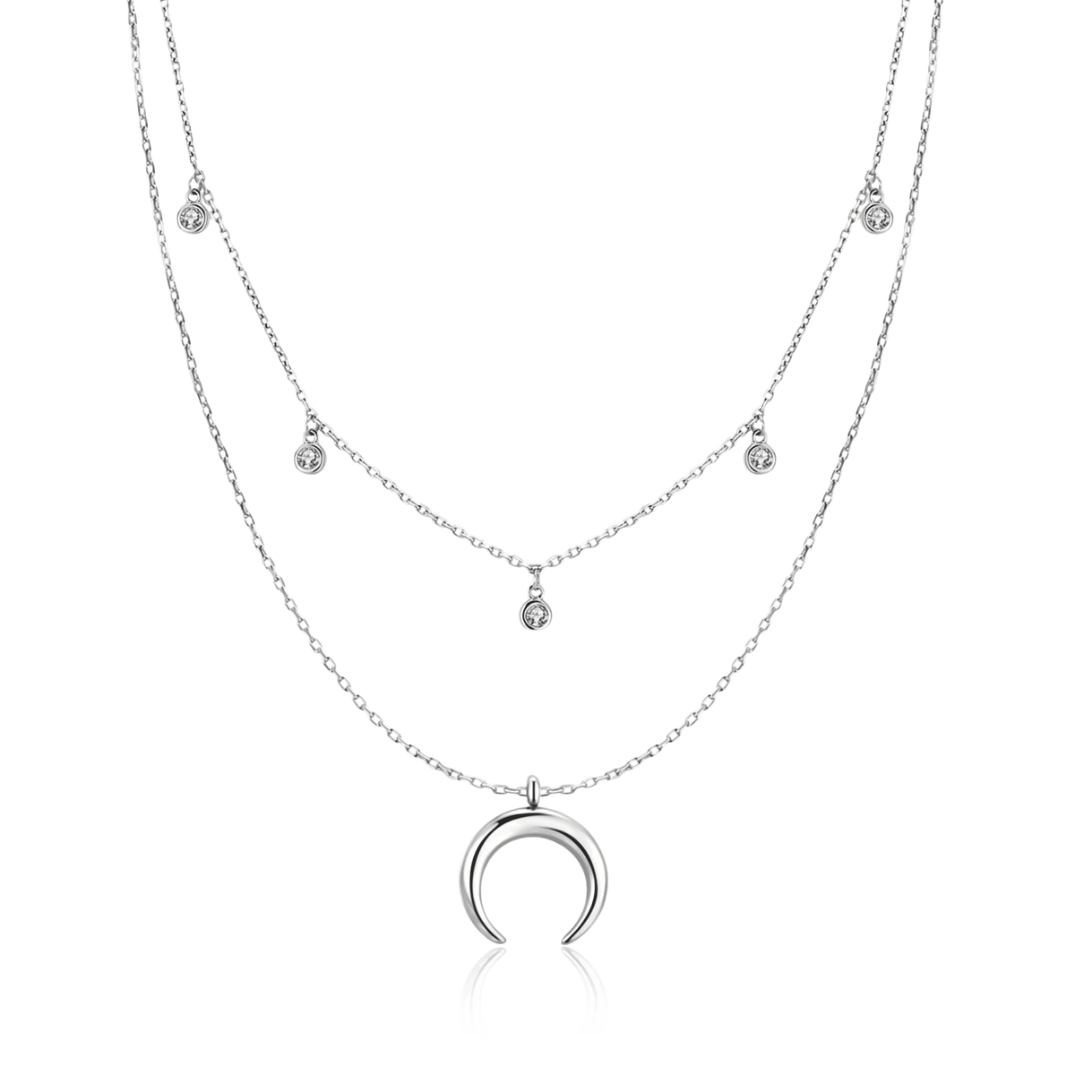Half Moon Zirconia Necklace - Milas Jewels Shop