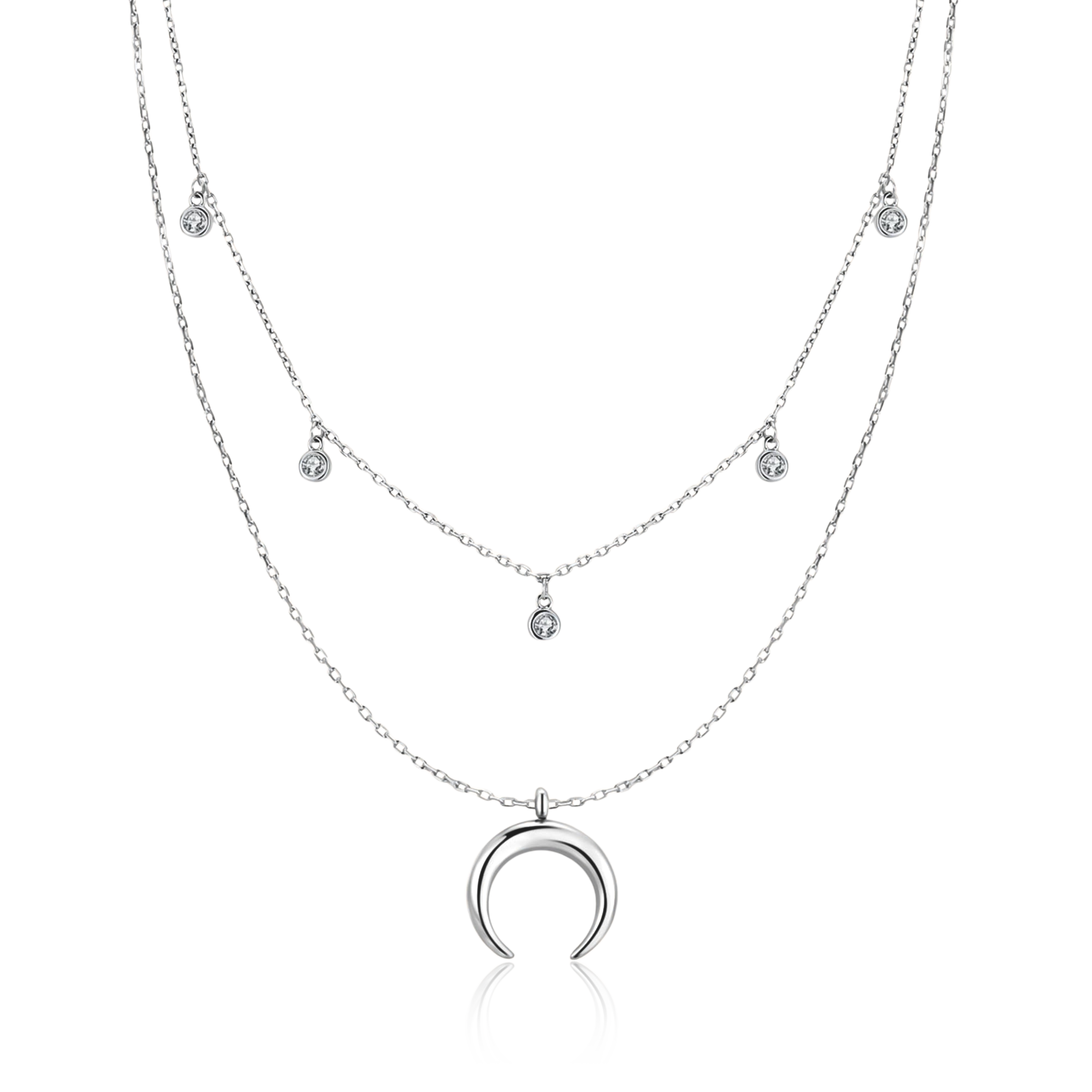 Half Moon Zirconia Necklace - Milas Jewels Shop
