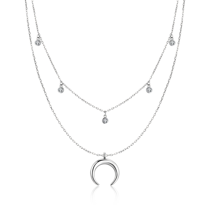 Half Moon Zirconia Necklace - Milas Jewels Shop