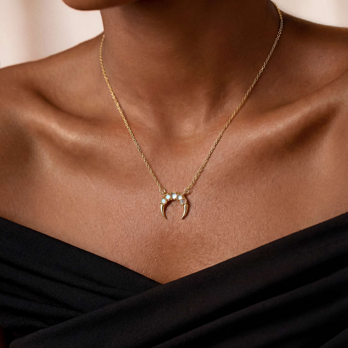 Blue Crescent Necklace