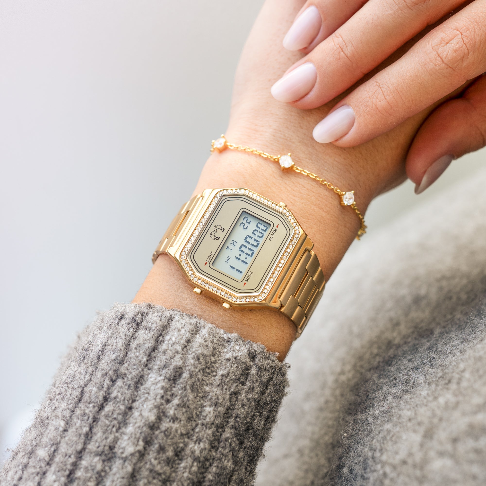 "Vintage Glitter" Digital Watch ~ Gold - Milas Jewels Shop