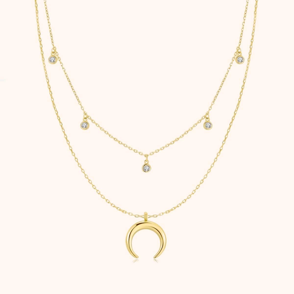 "Half Moon Zirconia" Necklace - Milas Jewels Shop