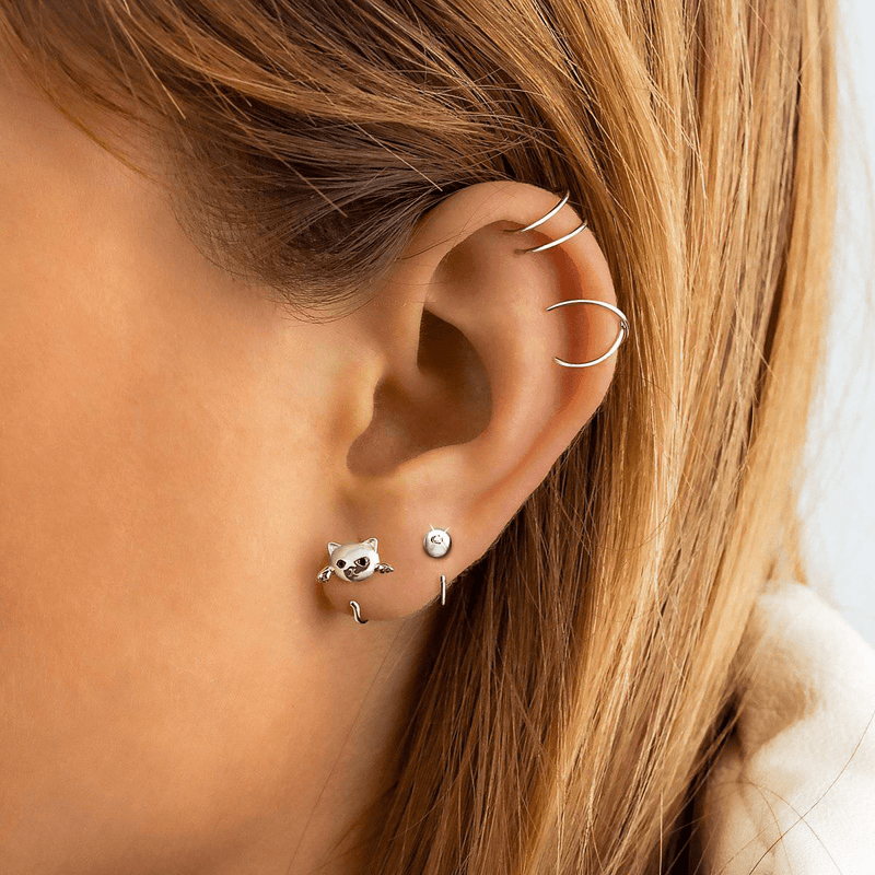 Half Ring Ball Earrings - Milas Jewels Shop