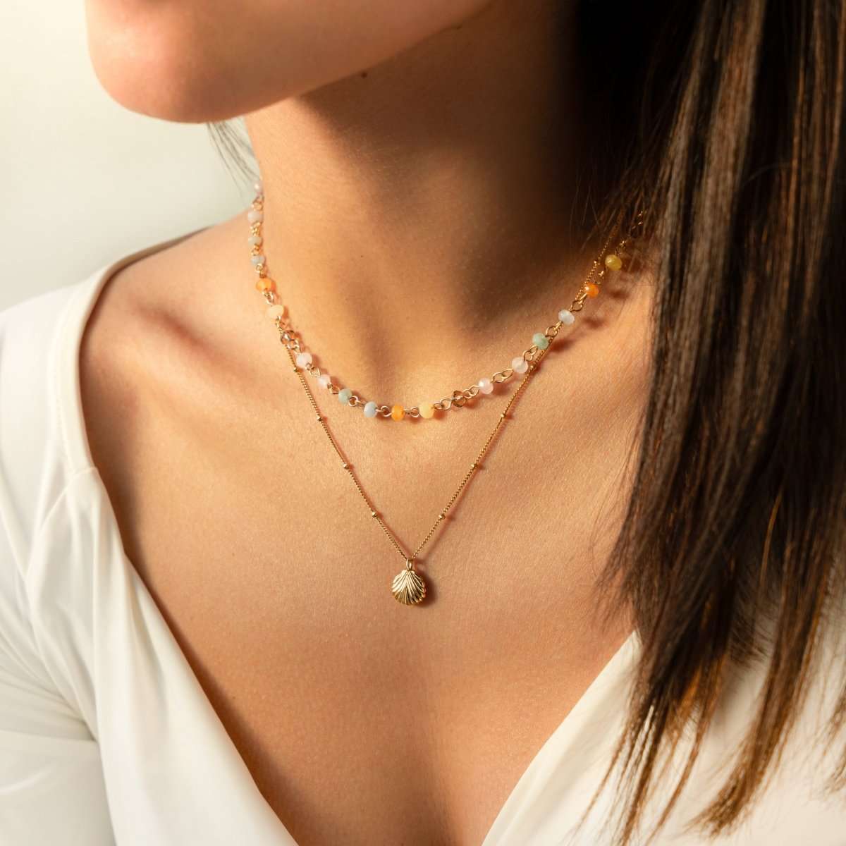 (Pack 2) Seashell + Canary Necklace - Milas Jewels Shop