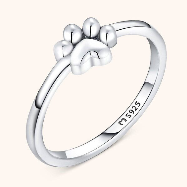 Sterling silver paw print ring discount
