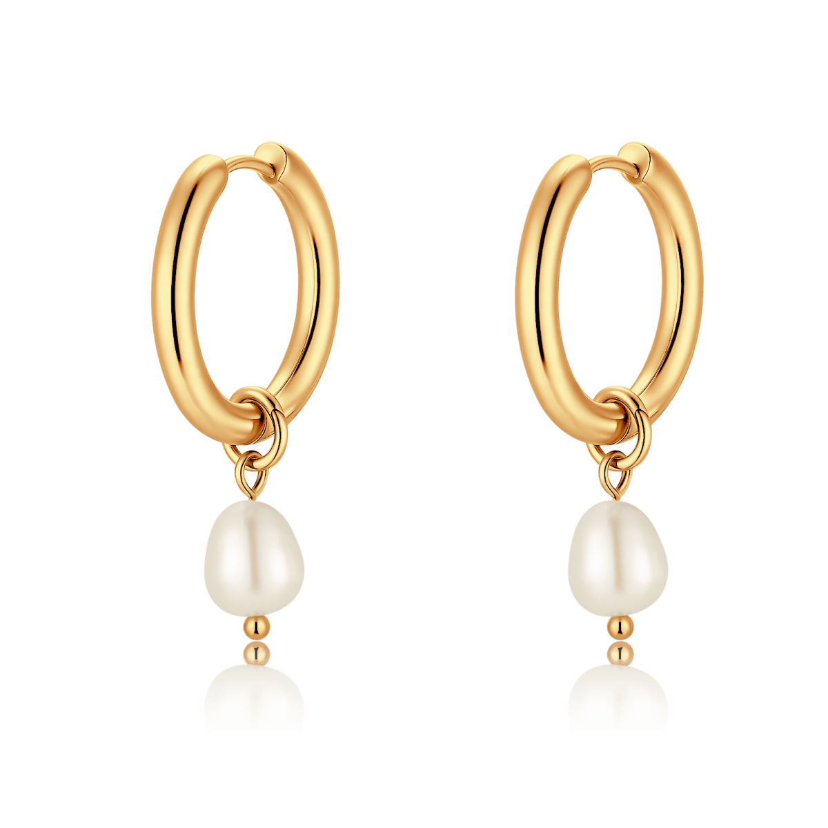 Asymmetric Pearl Hoop Earrings