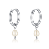 Asymmetric Pearl Hoop Earrings