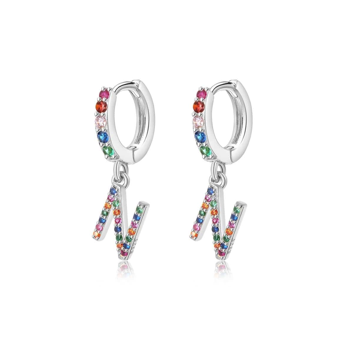 "Rainbow Initial Hoops" Earrings - Milas Jewels Shop