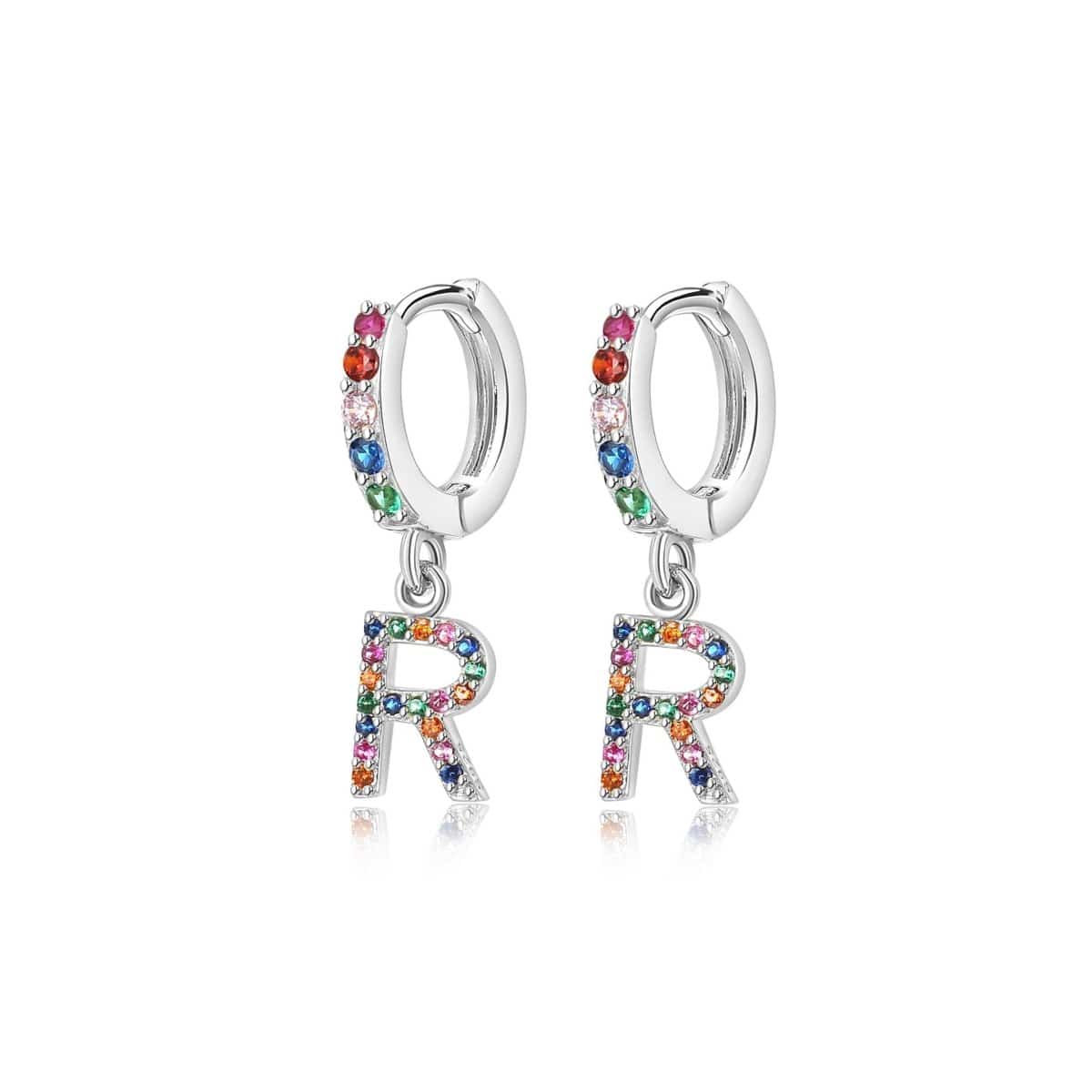 "Rainbow Initial Hoops" Earrings - Milas Jewels Shop