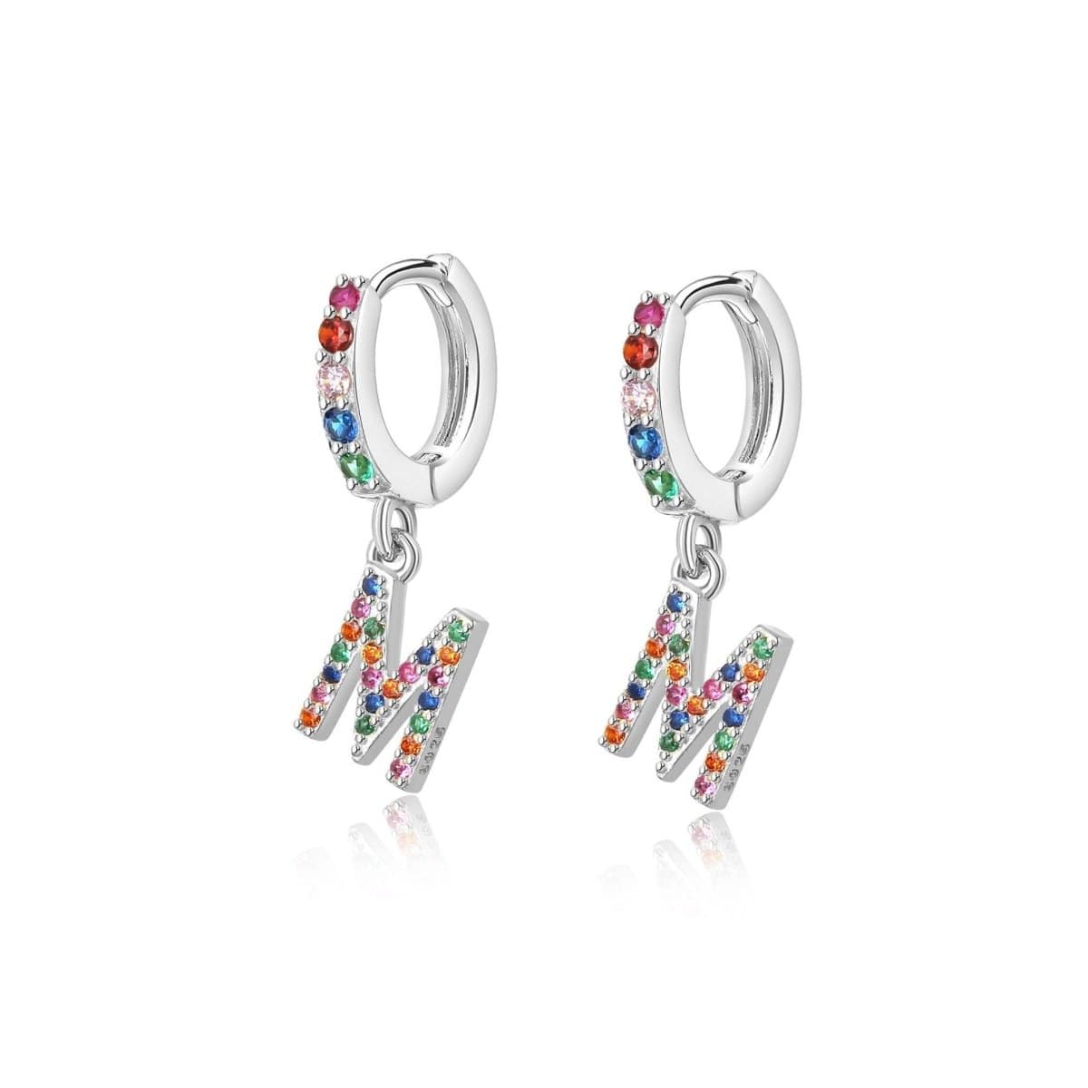 "Rainbow Initial Hoops" Earrings - Milas Jewels Shop