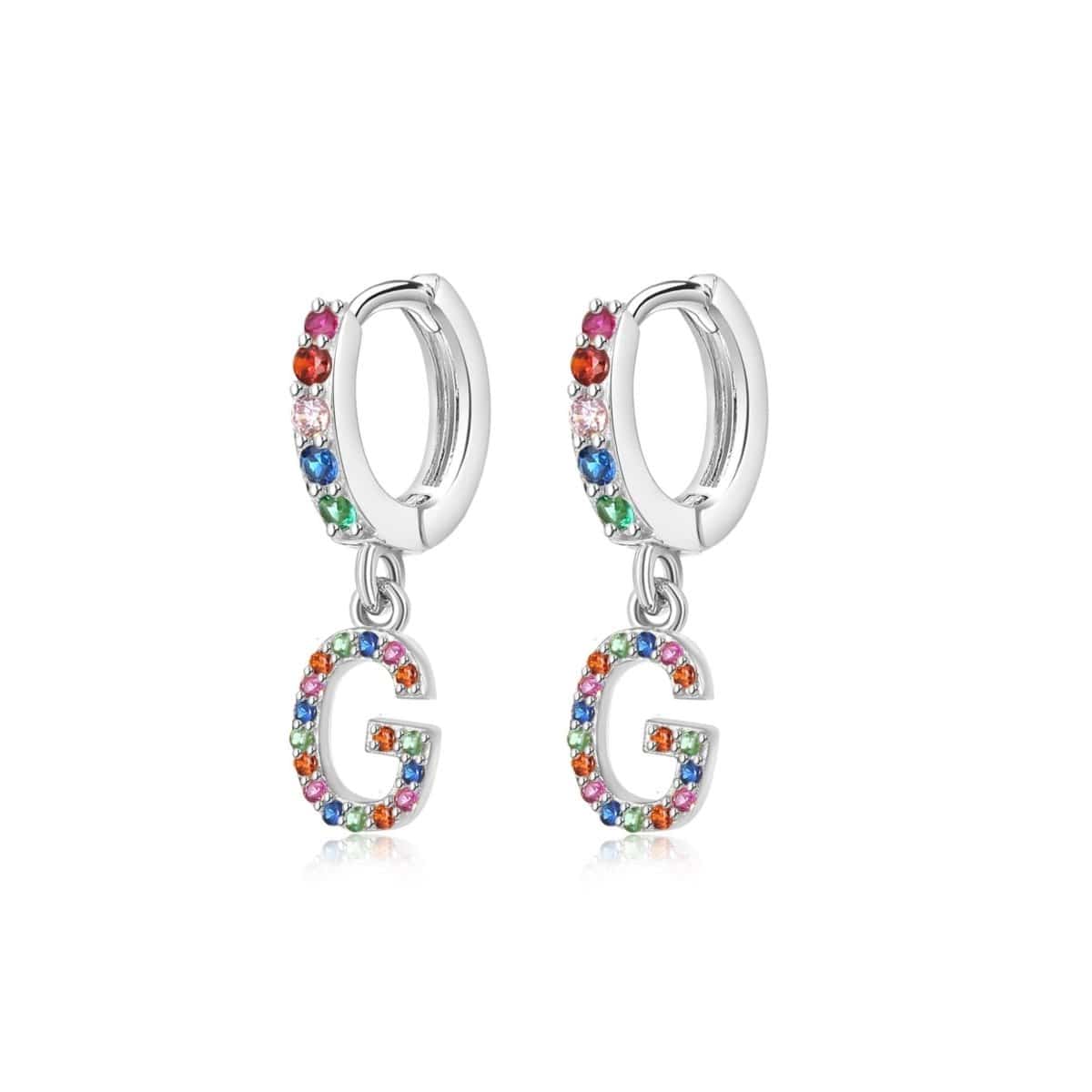 "Rainbow Initial Hoops" Earrings - Milas Jewels Shop