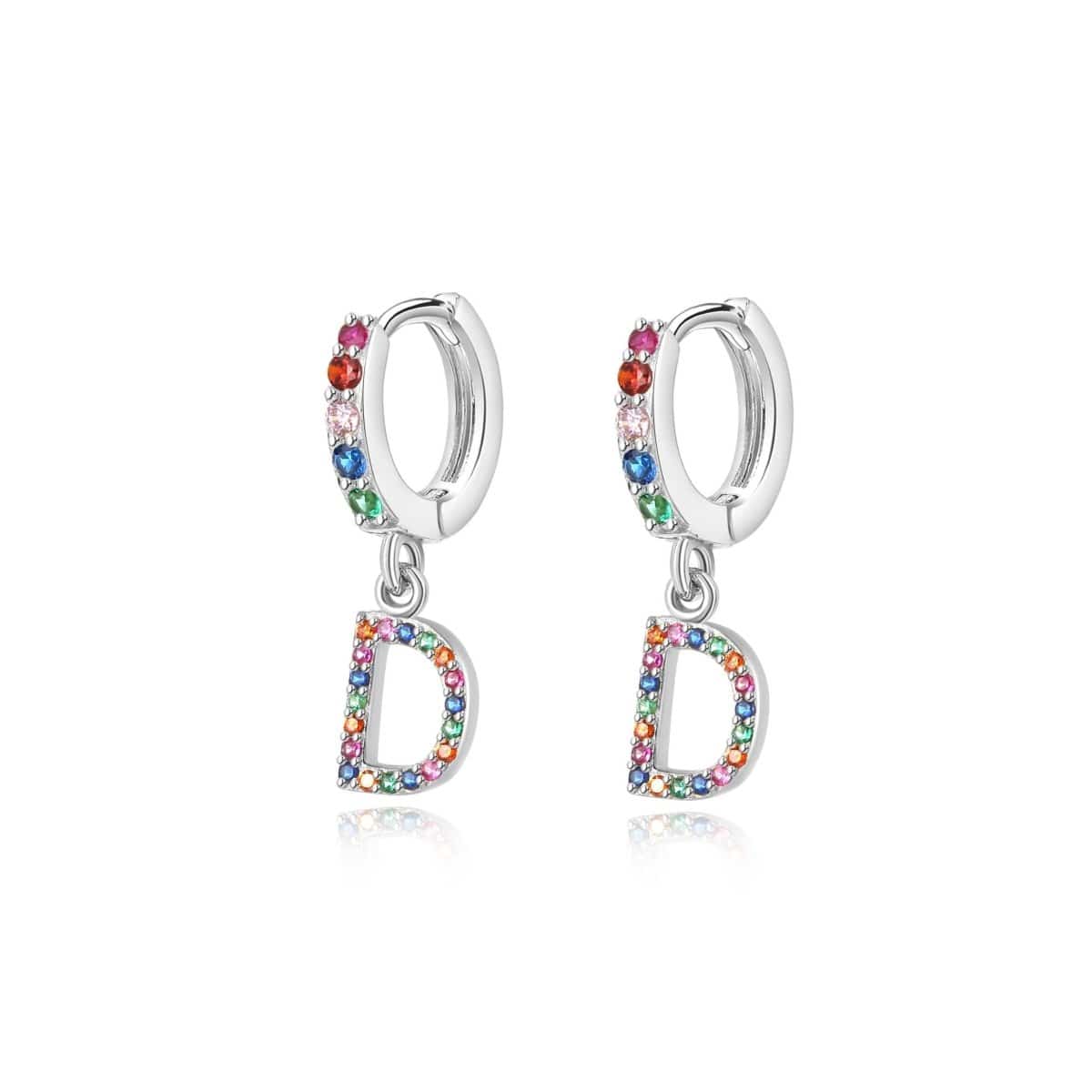 "Rainbow Initial Hoops" Earrings - Milas Jewels Shop