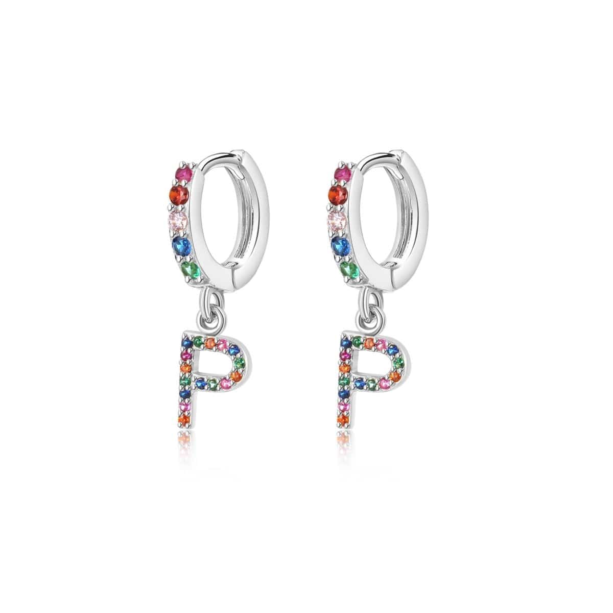 "Rainbow Initial Hoops" Earrings - Milas Jewels Shop