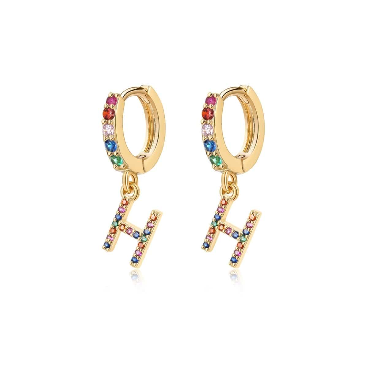 "Rainbow Initial Hoops" Earrings - Milas Jewels Shop
