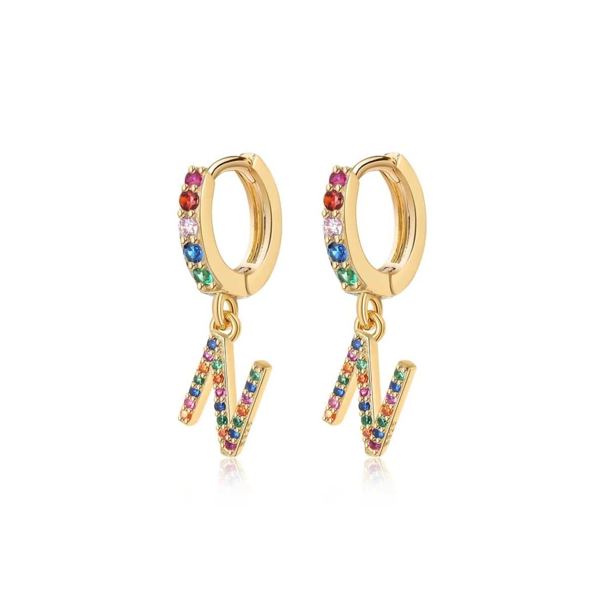 "Rainbow Initial Hoops" Earrings - Milas Jewels Shop