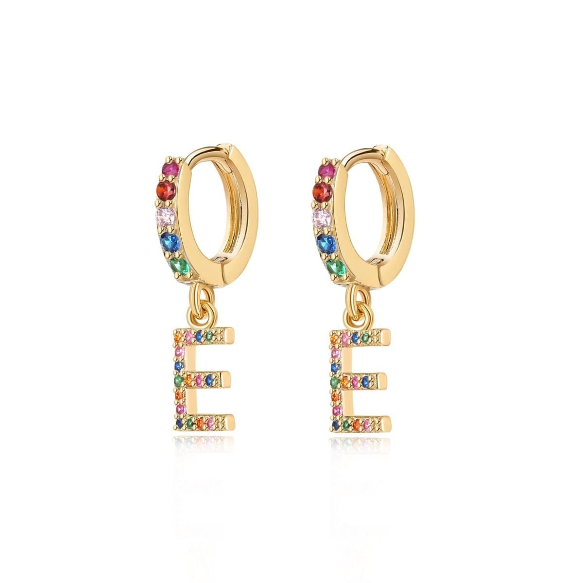 "Rainbow Initial Hoops" Earrings - Milas Jewels Shop