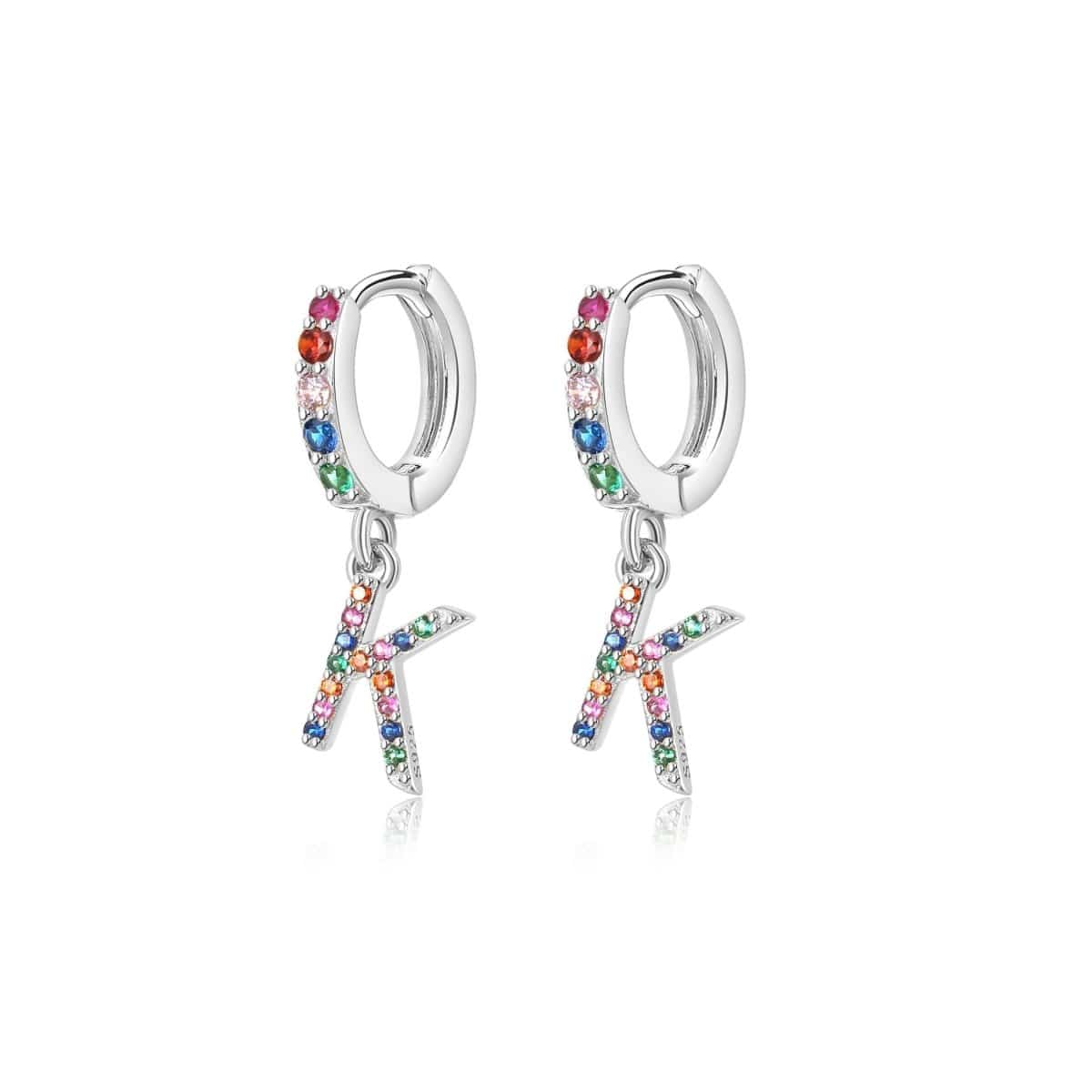 "Rainbow Initial Hoops" Earrings - Milas Jewels Shop
