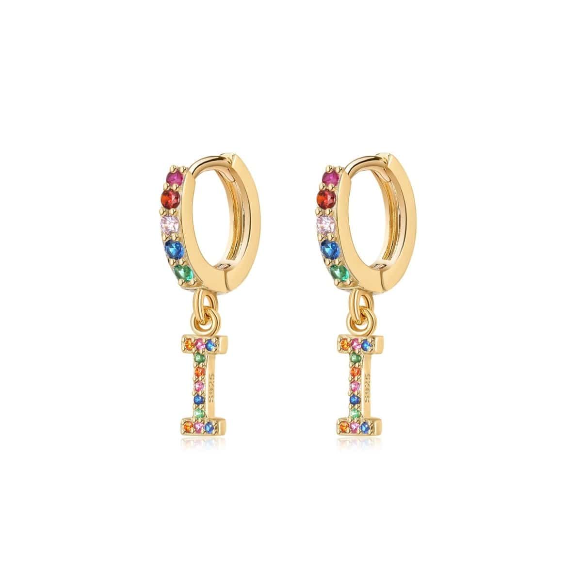"Rainbow Initial Hoops" Earrings - Milas Jewels Shop
