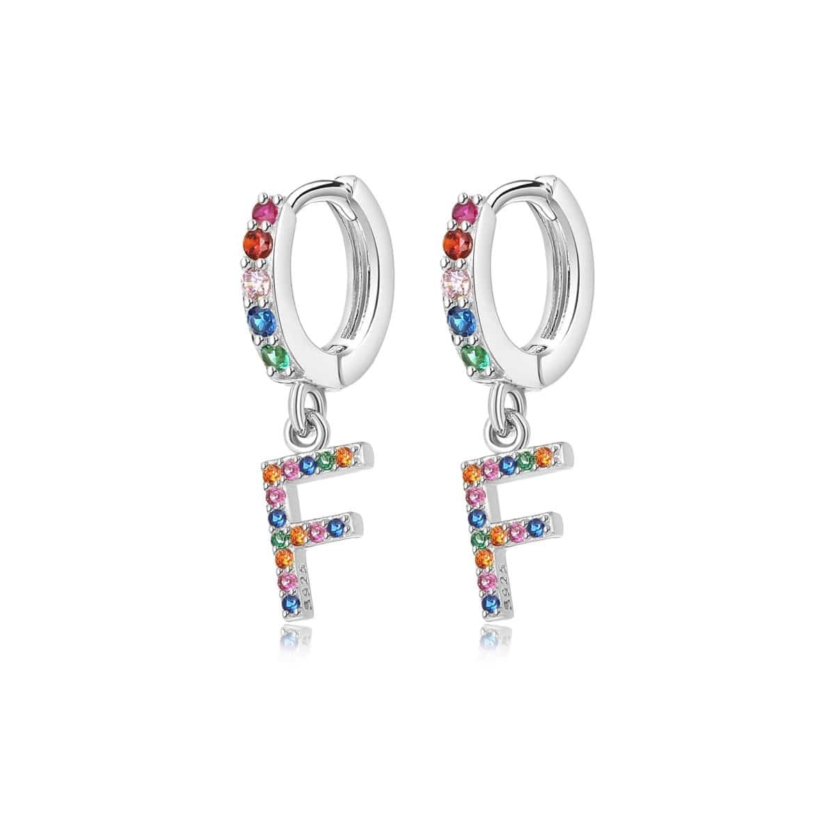 "Rainbow Initial Hoops" Earrings - Milas Jewels Shop