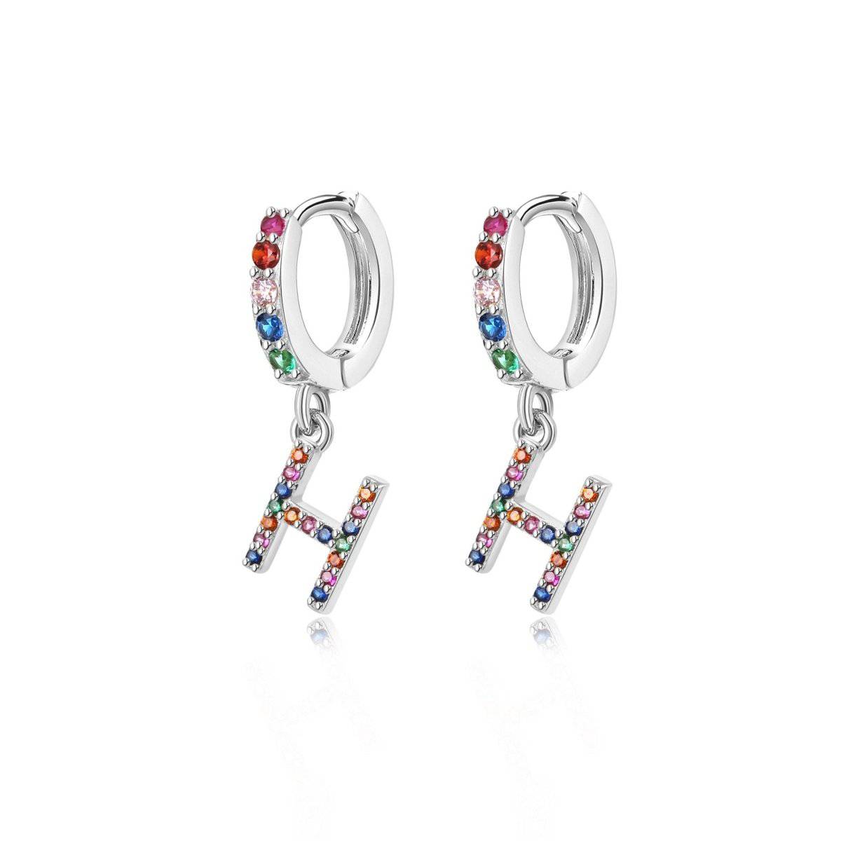 "Rainbow Initial Hoops" Earrings - Milas Jewels Shop